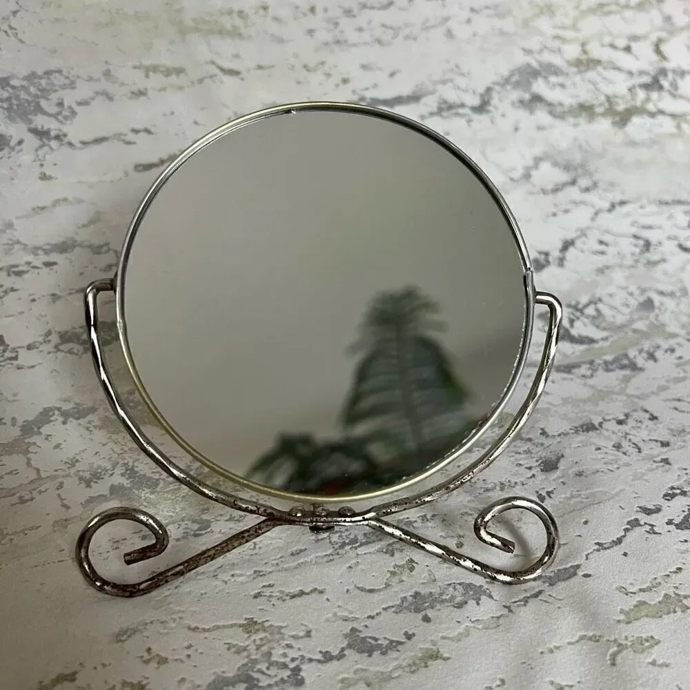 Vintage Double Sided Vanity Shaving mirror with magnifying side